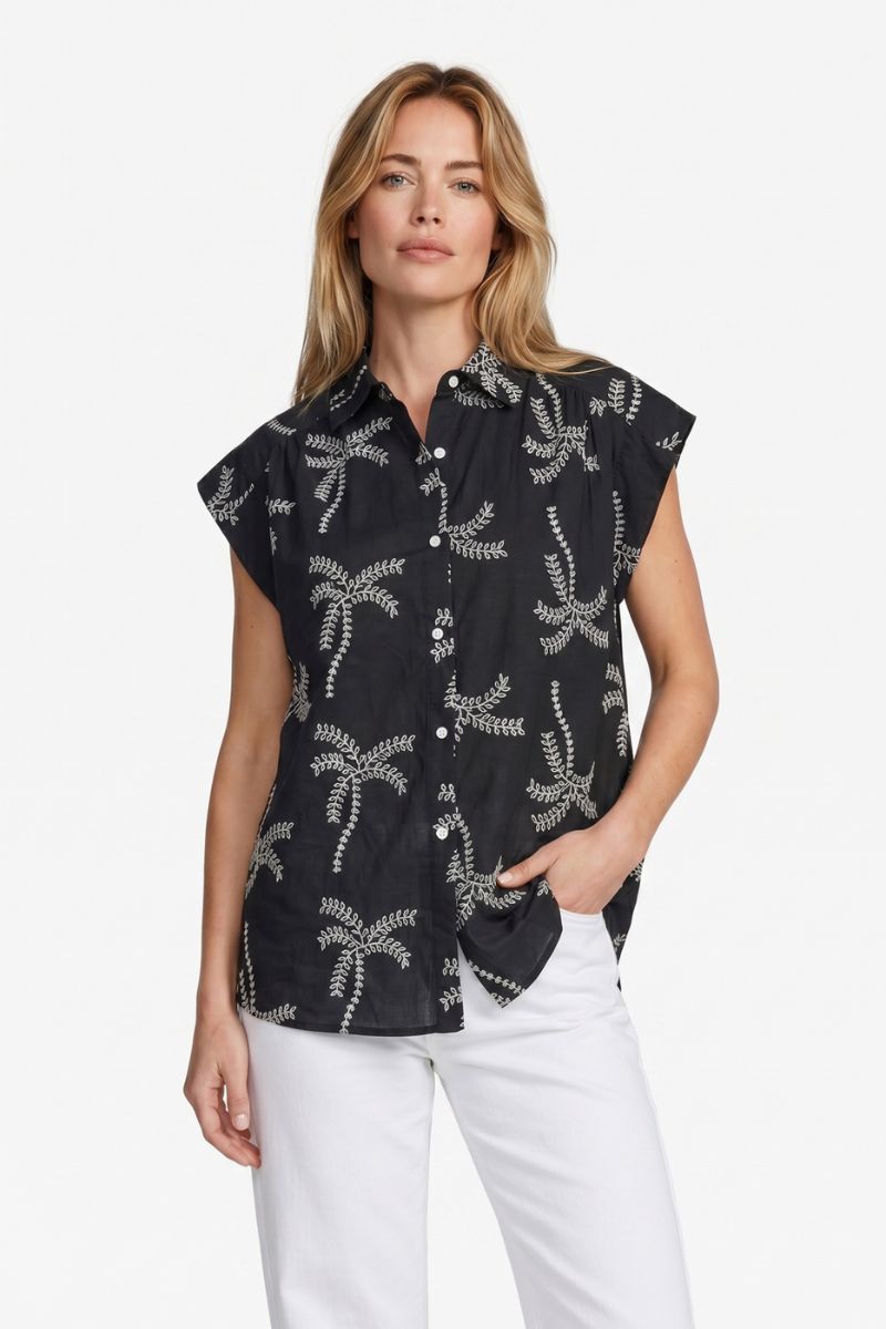 Lusanna Blouse Black/Sand bij Feliz | Hoogzomercollectie
